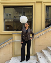 Clara Beaumont | Sculpted Belted Leather Jacket For Women