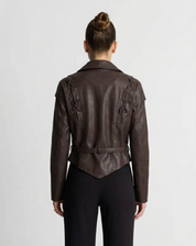Clara Beaumont | Sculpted Belted Leather Jacket For Women