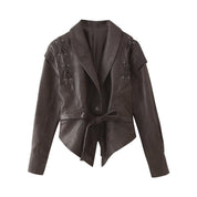 Clara Beaumont | Sculpted Belted Leather Jacket For Women