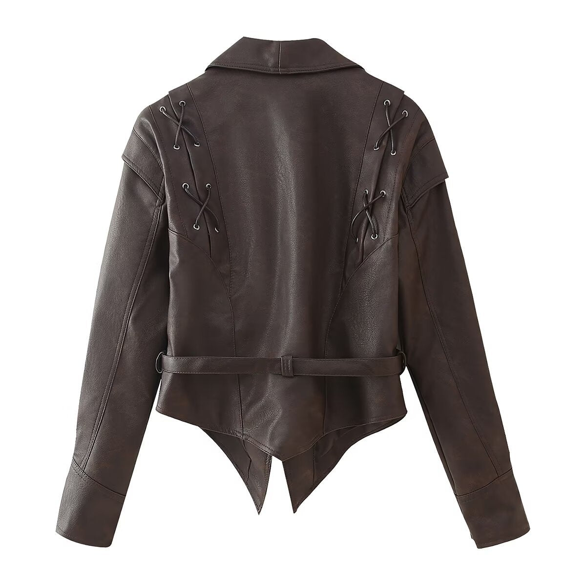 Clara Beaumont | Sculpted Belted Leather Jacket For Women