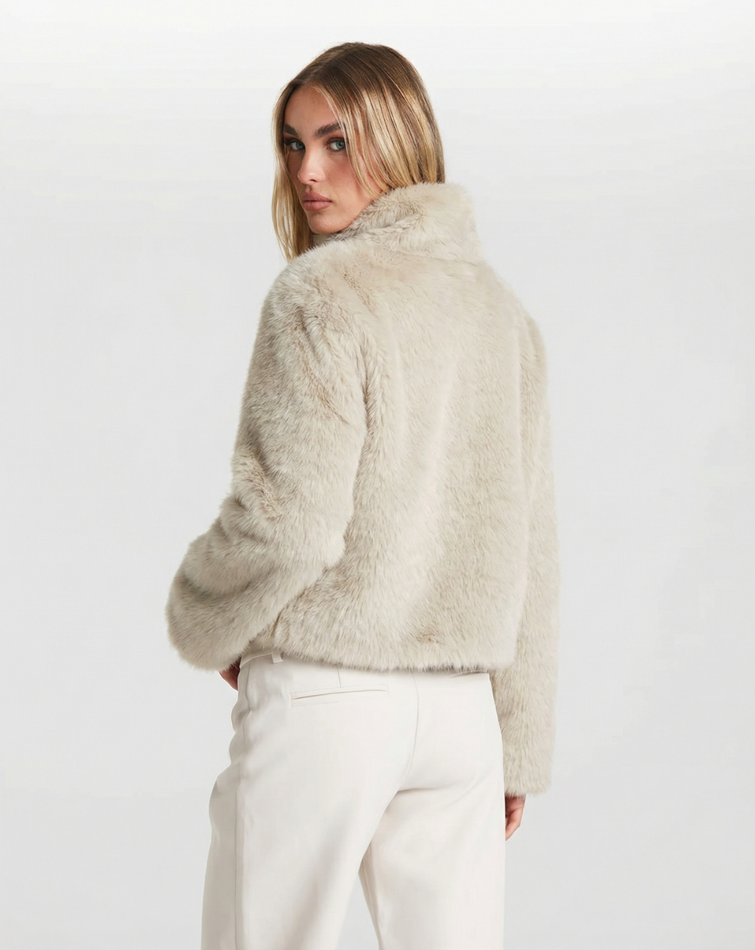 Clara Bianchi | Luxe Cropped Faux Fur Jacket For Women