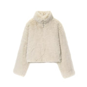 Clara Bianchi | Luxe Cropped Faux Fur Jacket For Women
