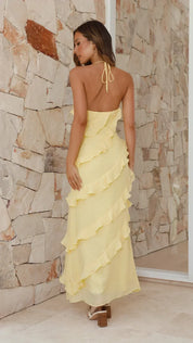 Clarisse Montreux | Women’s Ruffle Maxi Wedding Dress – Halter Neck, Tiered Layers