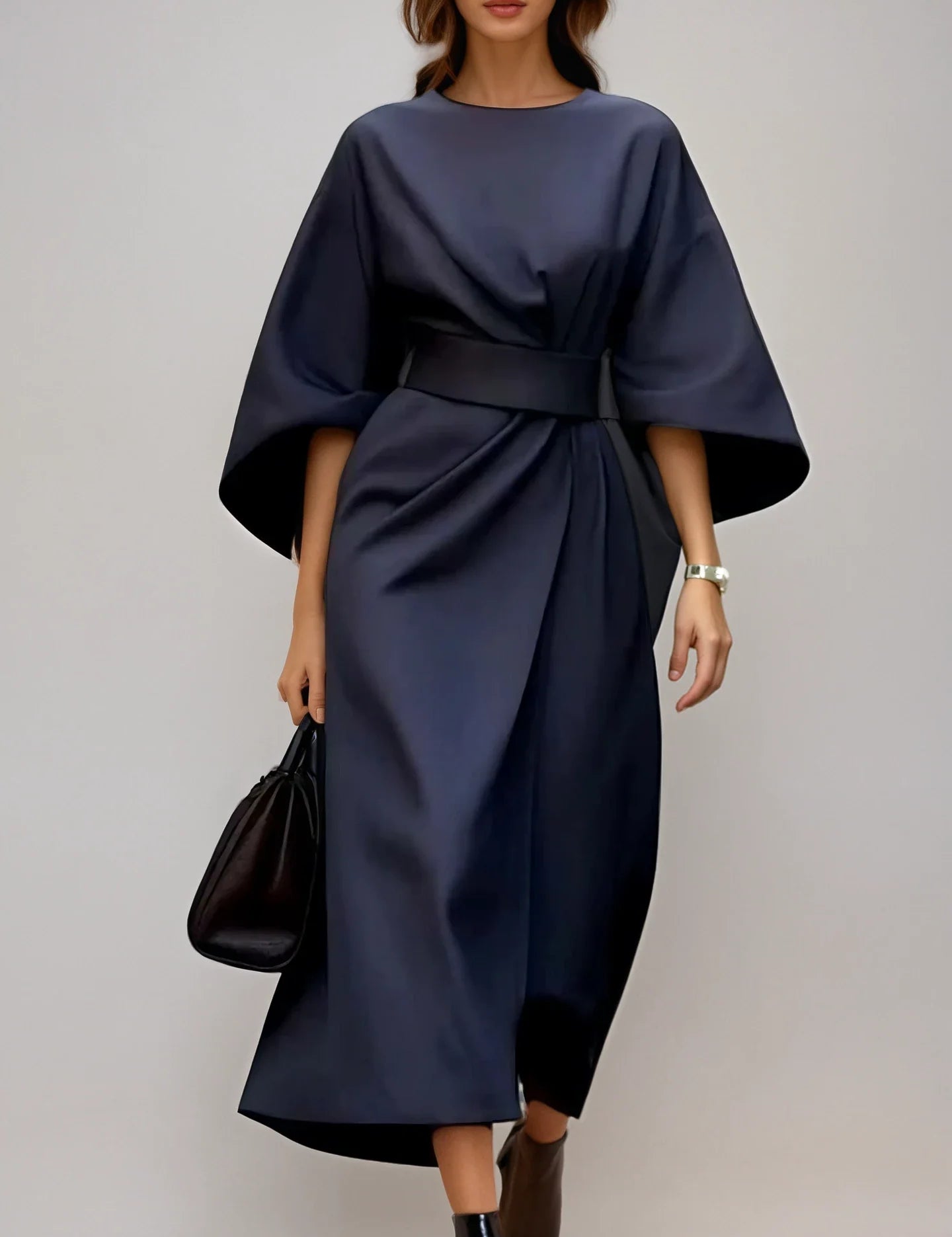 Claudine Elegant | Luxury Midi Dress with Belt