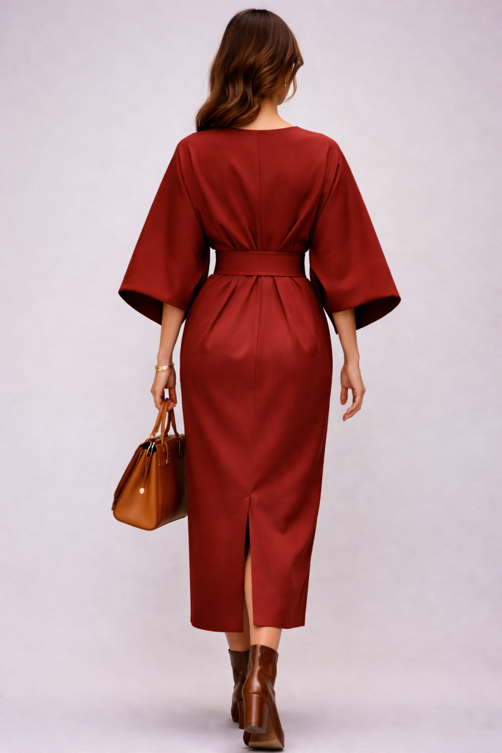 Claudine Elegant | Luxury Midi Dress with Belt