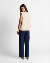 Clémence Rochard | Winter Borg Gilet Faux Fur Cream Sleeveless Tie Front