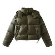 Clémentine Auray | Women's Hooded Quilted Puffer Jacket in Army Green