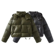 Clémentine Auray | Women's Hooded Quilted Puffer Jacket in Army Green