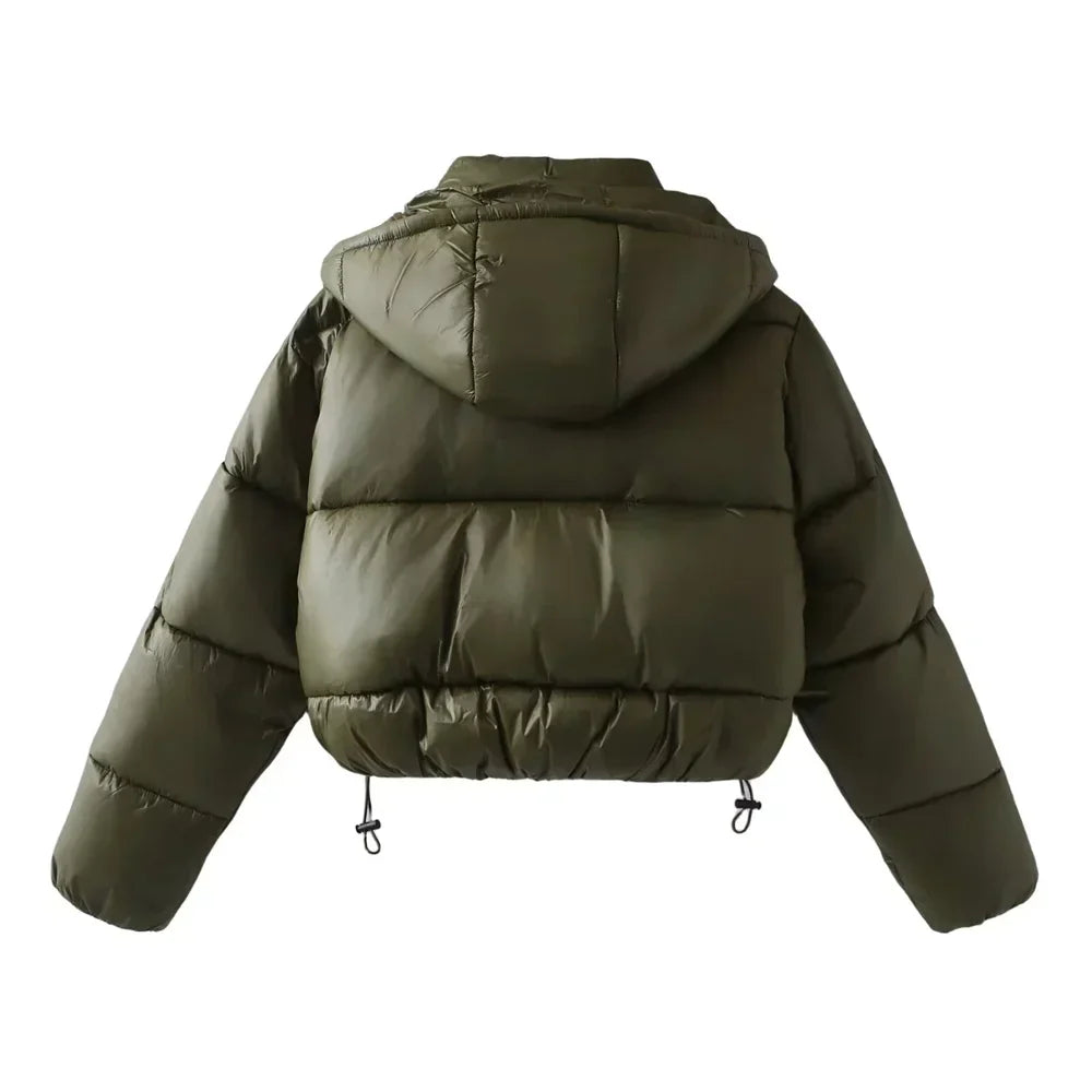 Clémentine Auray | Women's Hooded Quilted Puffer Jacket in Army Green