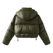 Clémentine Auray | Women's Hooded Quilted Puffer Jacket in Army Green