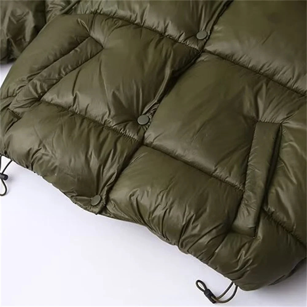 Clémentine Auray | Women's Hooded Quilted Puffer Jacket in Army Green