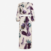 Cordelia Hughes | Watercolour Floral Two-Piece Set – Wrap Blouse & Midi Skirt