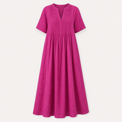 Cordelia Thompson | Elegant Pleated Linen Maxi Dress
