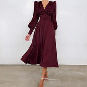 Corinne Davidson | Button Down V-neck Midi Wedding Dress