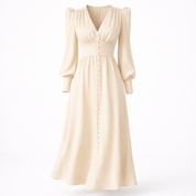 Corinne Davidson | Button Down V-neck Midi Wedding Dress