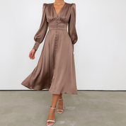Corinne Davidson | Button Down V-neck Midi Wedding Dress
