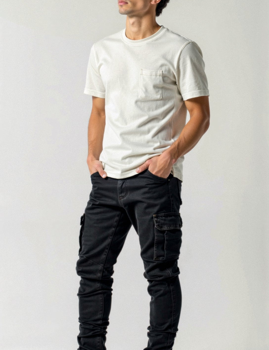 Crispin Alvareau | Men's Stretch Cargo Jeans Ice Blue Denim