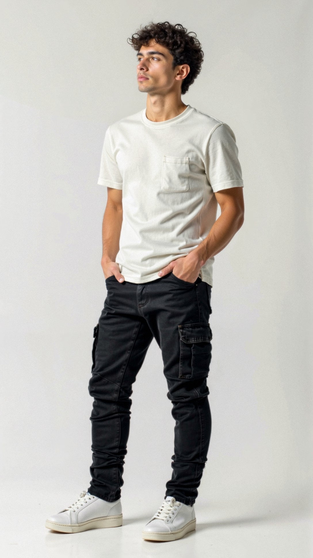 Crispin Alvareau | Men's Stretch Cargo Jeans Ice Blue Denim