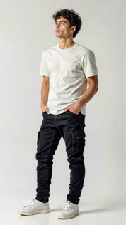Crispin Alvareau | Men's Stretch Cargo Jeans Ice Blue Denim