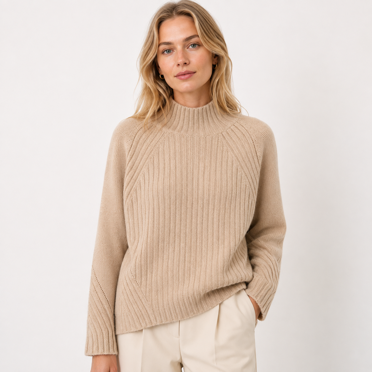 Daisy Hall | Ribbed Mock-Neck Knit Jumper