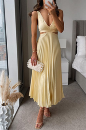 Daisy West | Pleated Cut-Out Midi Dress