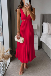 Daisy West | Pleated Cut-Out Midi Dress
