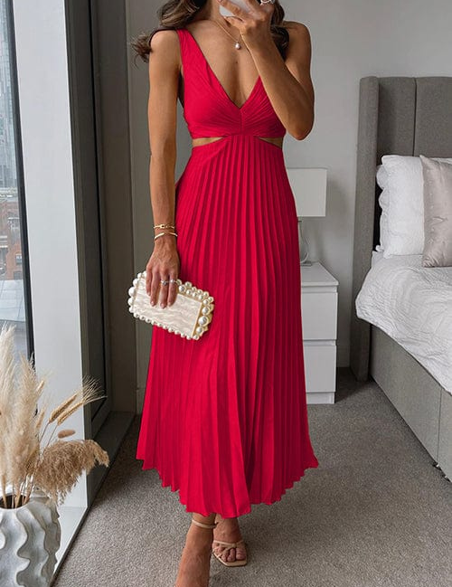 Daisy West | Pleated Cut-Out Midi Dress