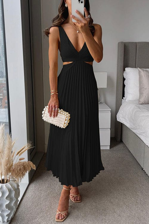 Daisy West | Pleated Cut-Out Midi Dress
