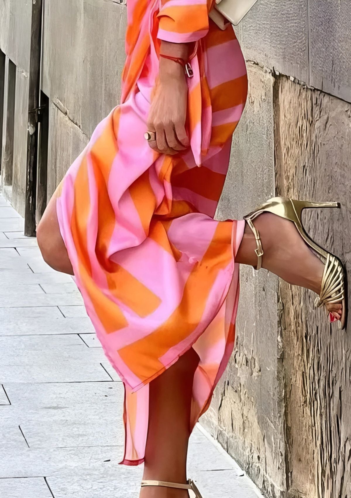 Desiree Carrington | Striped Wrap Midi Dress