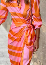 Desiree Carrington | Striped Wrap Midi Dress