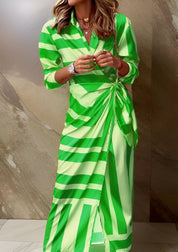 Desiree Carrington | Striped Wrap Midi Dress