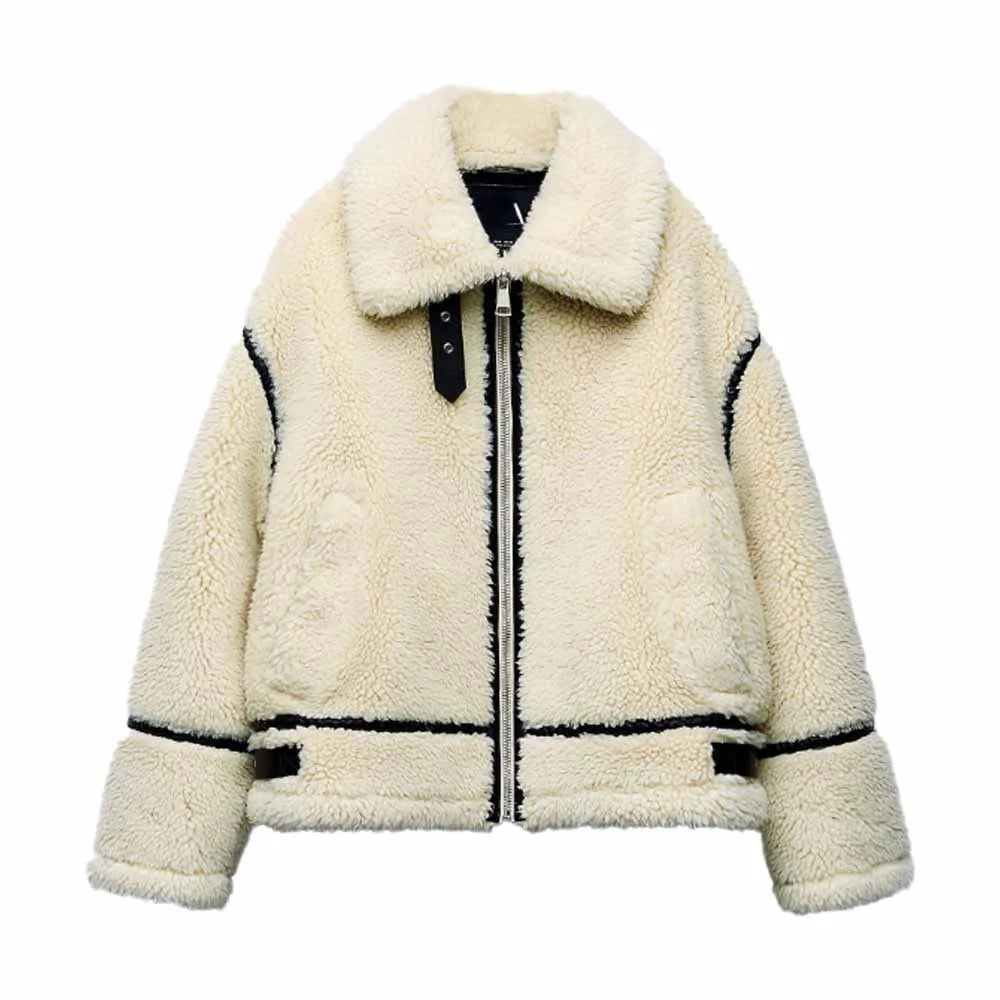 Ottilie Renshaw | Oversize teddy bunda s kontrastným lemovaním