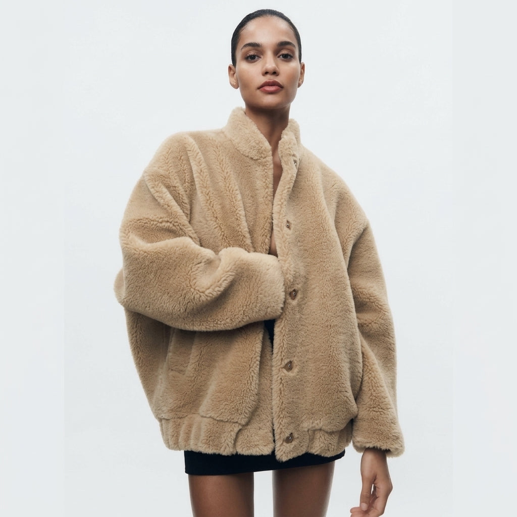 Veste teddy oversize Diana Hargreaves avec fermeture boutonnée