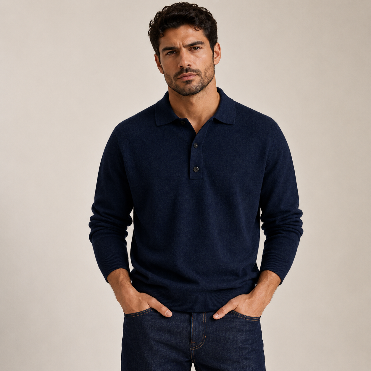 Dominic Ross | Long-Sleeve Knit Polo