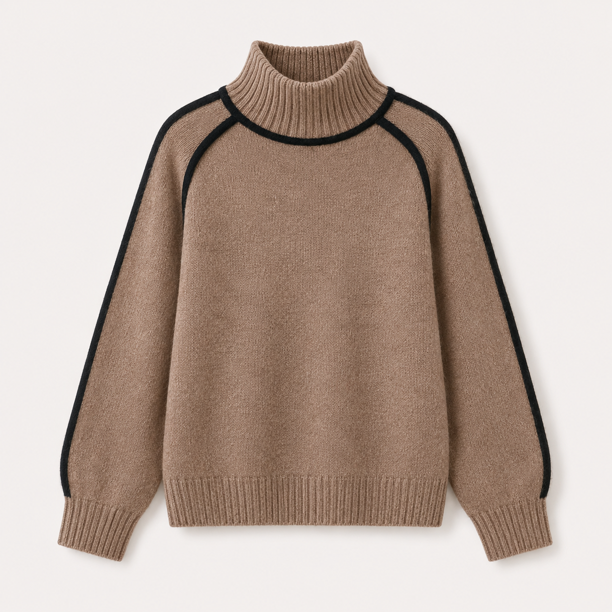Dorothea Campbell | Turtleneck Knit Sweater with Contrast Trim