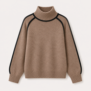 Dorothea Campbell | Turtleneck Knit Sweater with Contrast Trim