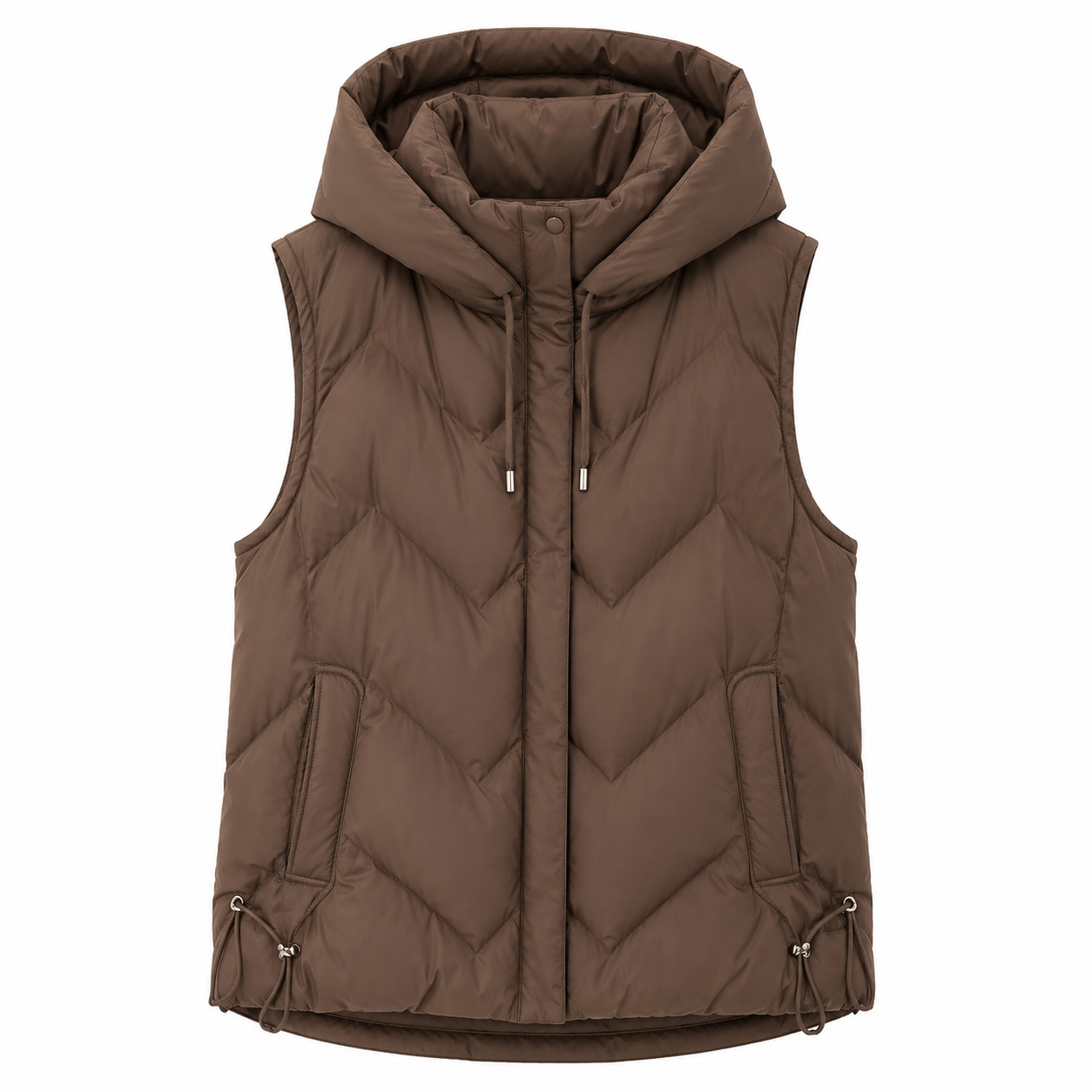 Dorothea Mills | Gilet matelassé à capuche amovible, veste sans manches isolante