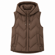 Dorothea Mills | Gilet matelassé à capuche amovible, veste sans manches isolante