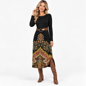 Edith Davies | Floral Paisley Print Midi Dress