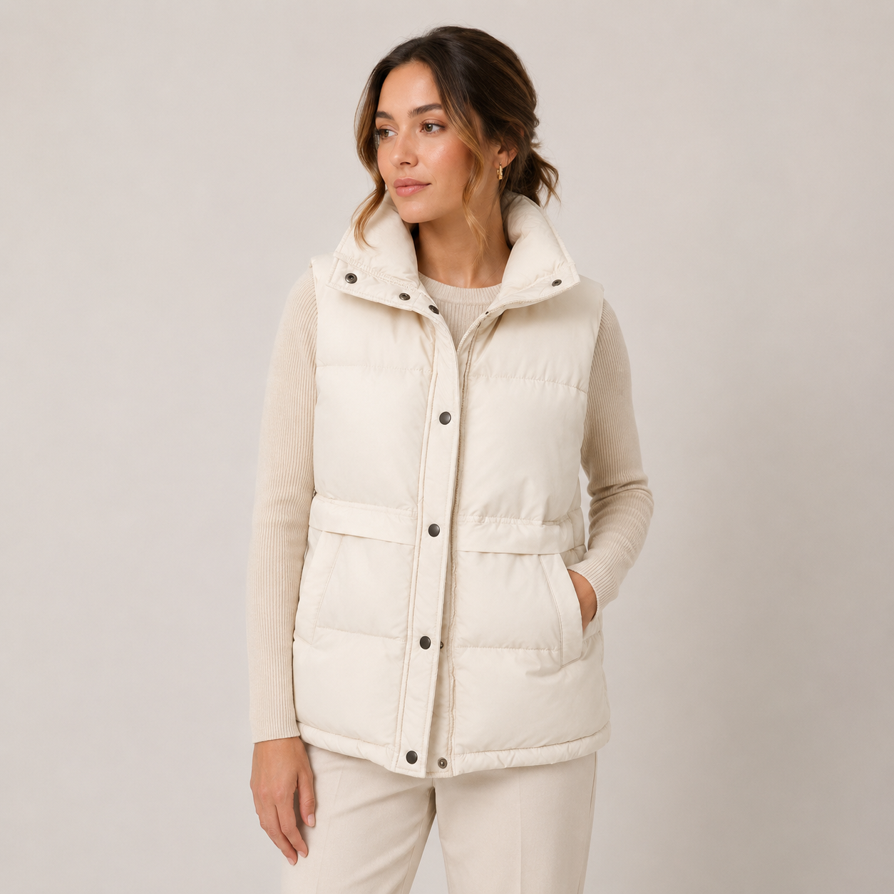 Edith Sanderson | Gilet matelassé coupe-vent pour femme | Veste sans manches matelassée isolante