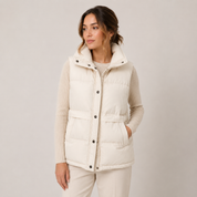 Edith Sanderson | Gilet matelassé coupe-vent pour femme | Veste sans manches matelassée isolante