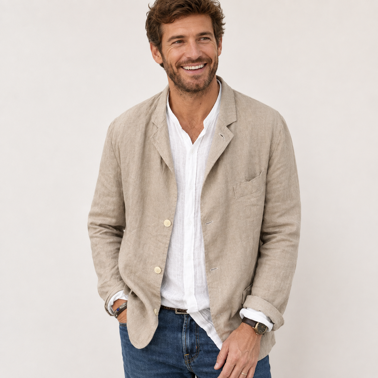 Edmund Fraser | Casual Breathable Summer Blazer in Natural Linen