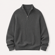 Edmund Reeves | Ribbed Knit Half-Zip Sweater Charcoal