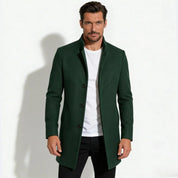 Edward Moretti | Stand Collar Wool Overcoat with Signature Elegance