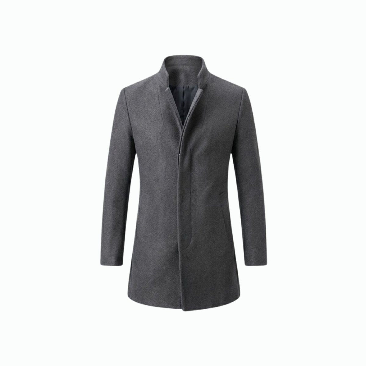 Edward Moretti | Stand Collar Wool Overcoat with Signature Elegance