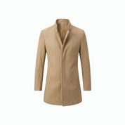 Edward Moretti | Stand Collar Wool Overcoat with Signature Elegance