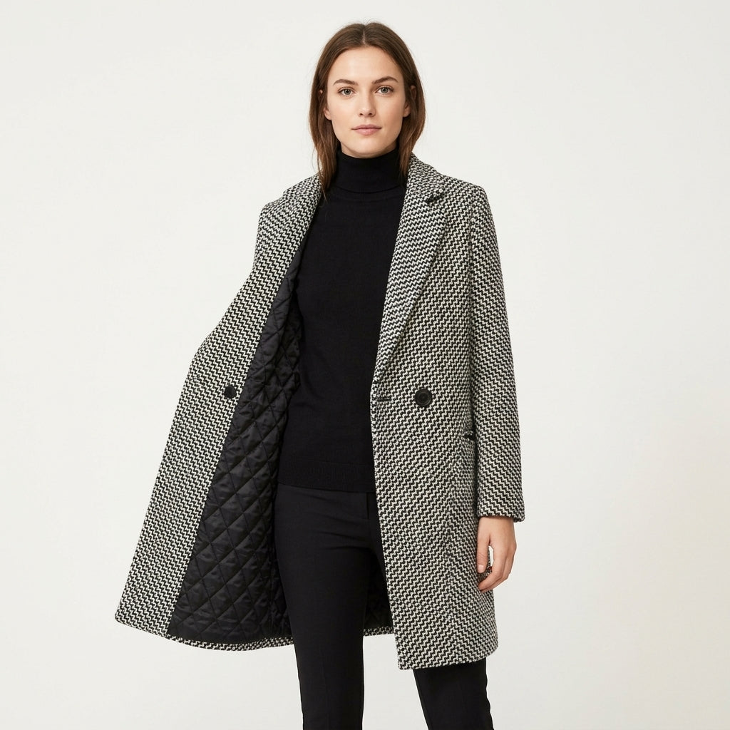 Manteau long en tweed pied-de-poule Eleanor Pritchard