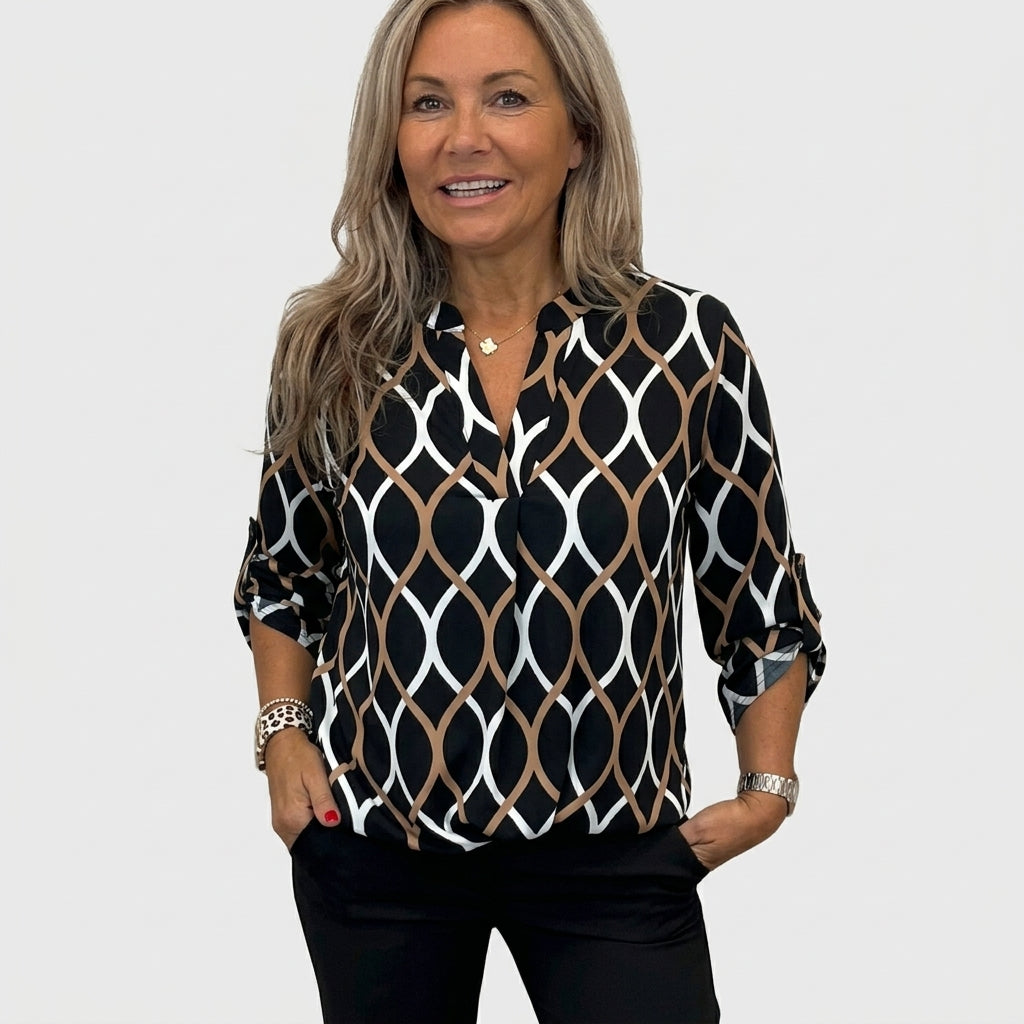 Eleanor Radley | Geometric Print Blouse With V-Neck