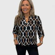 Eleanor Radley | Geometric Print Blouse With V-Neck