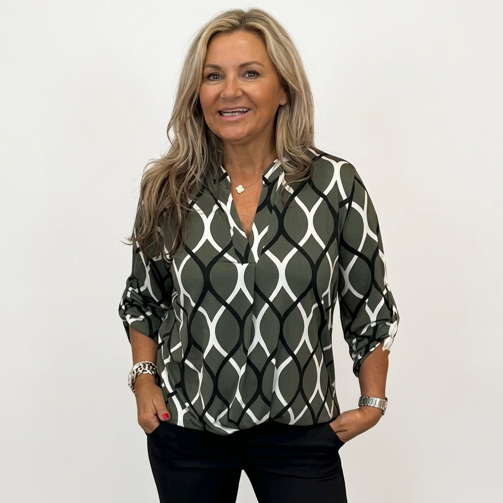 Eleanor Radley | Geometric Print Blouse With V-Neck